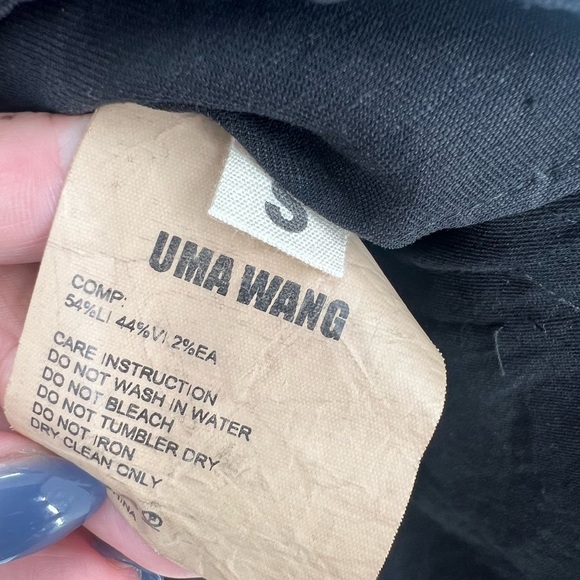 Uma Wang Rare Single Breasted Tailored Linen Blend Blazer Jacket In Black - Picture 6 of 9